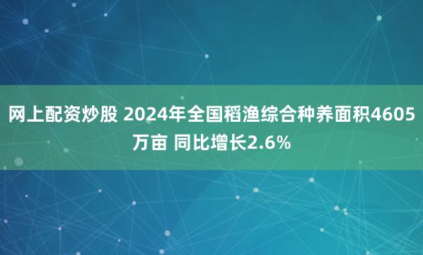 网上配资炒股 2024年全国稻渔综合种养面积4605万亩 同比增长2.6%