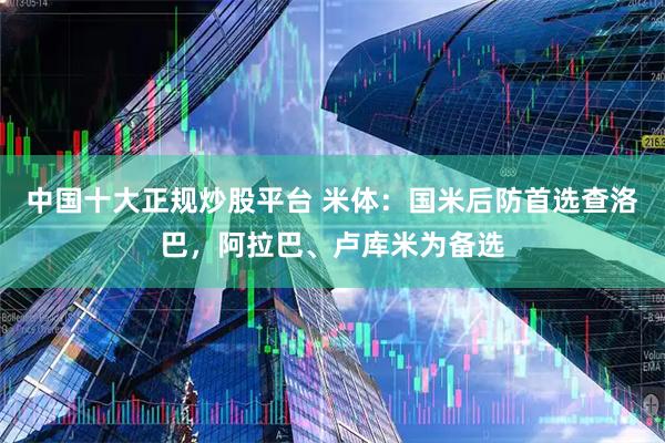 中国十大正规炒股平台 米体：国米后防首选查洛巴，阿拉巴、卢库米为备选